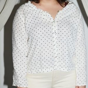 Flax polka dot button down